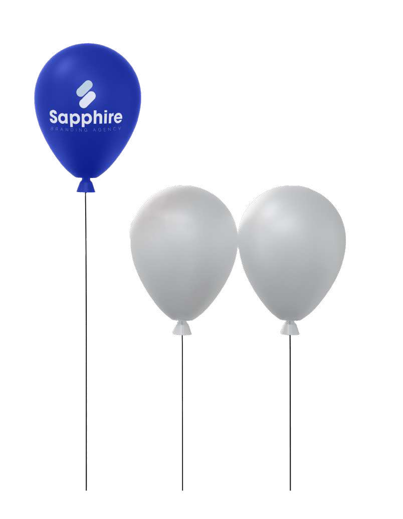 Sapphire brand balloons rising